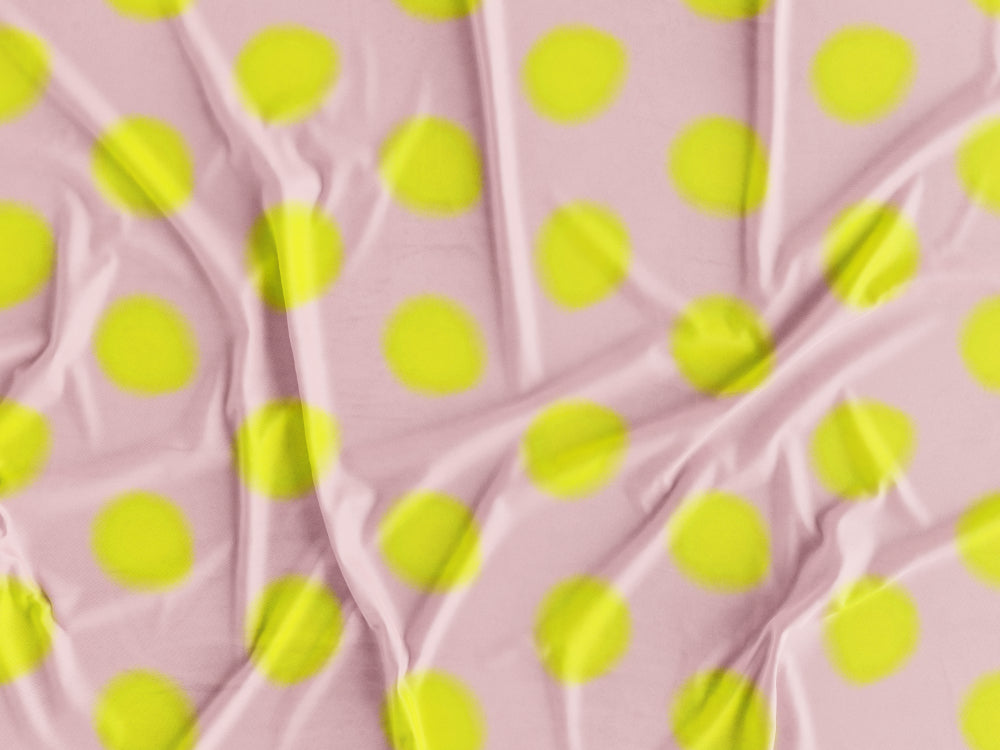 Tecido Bolas Amarelas Fundo Rosa - P434