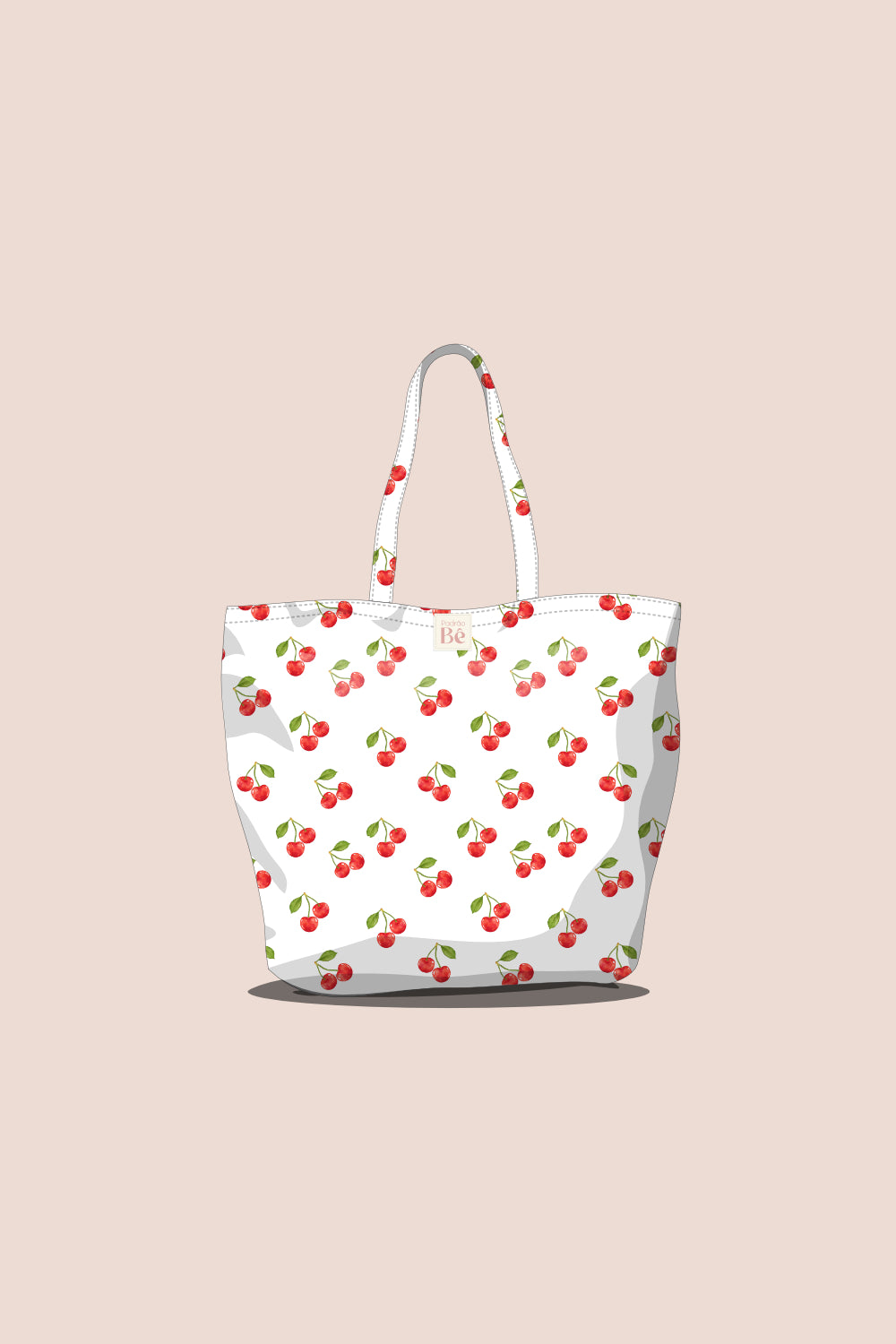Tote Bag Cerejas Fundo Branco - P379