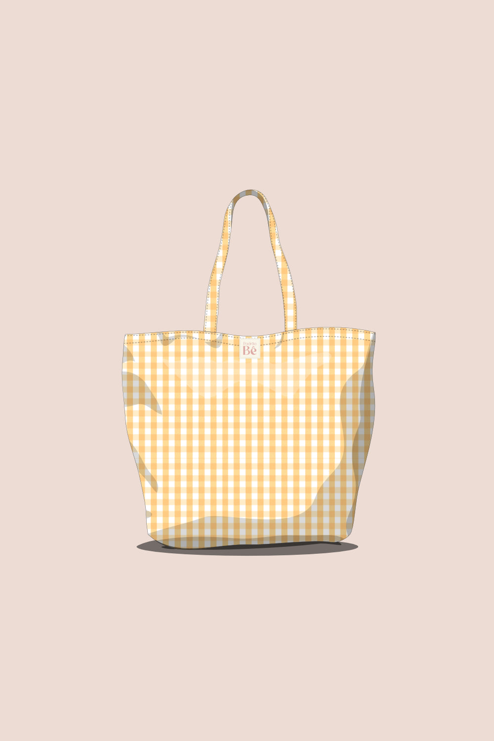 Tote Bag Vichy Laranja Fundo Branco - P387
