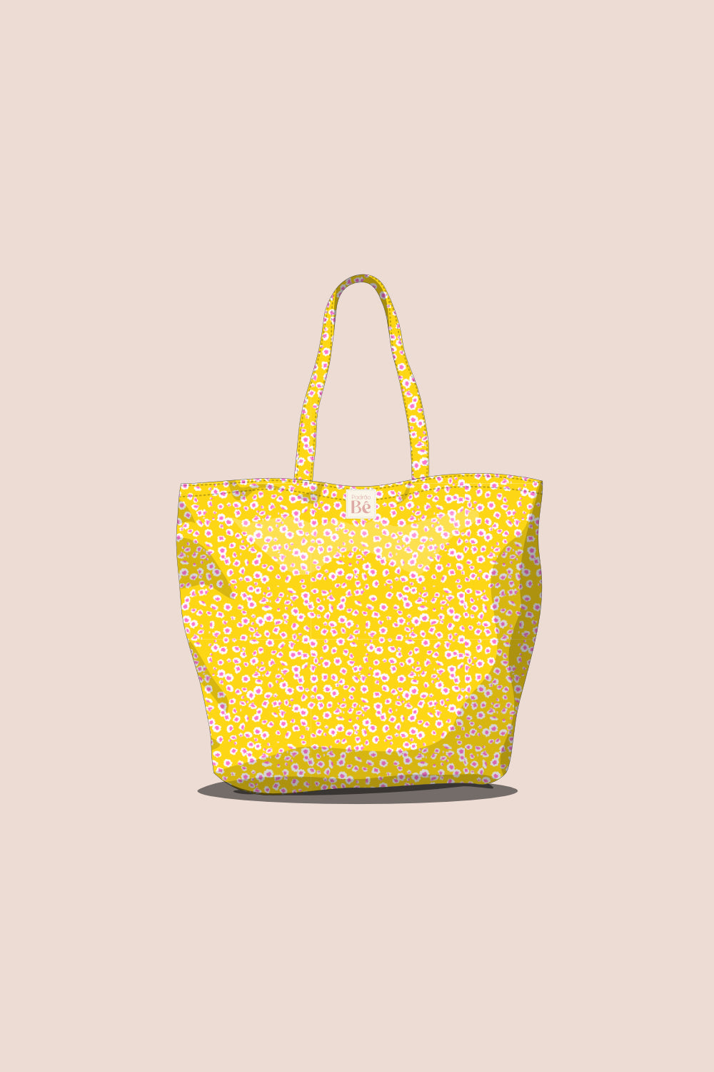 Tote Bag Flores Pequenas Brancas Fundo Amarelo - P394