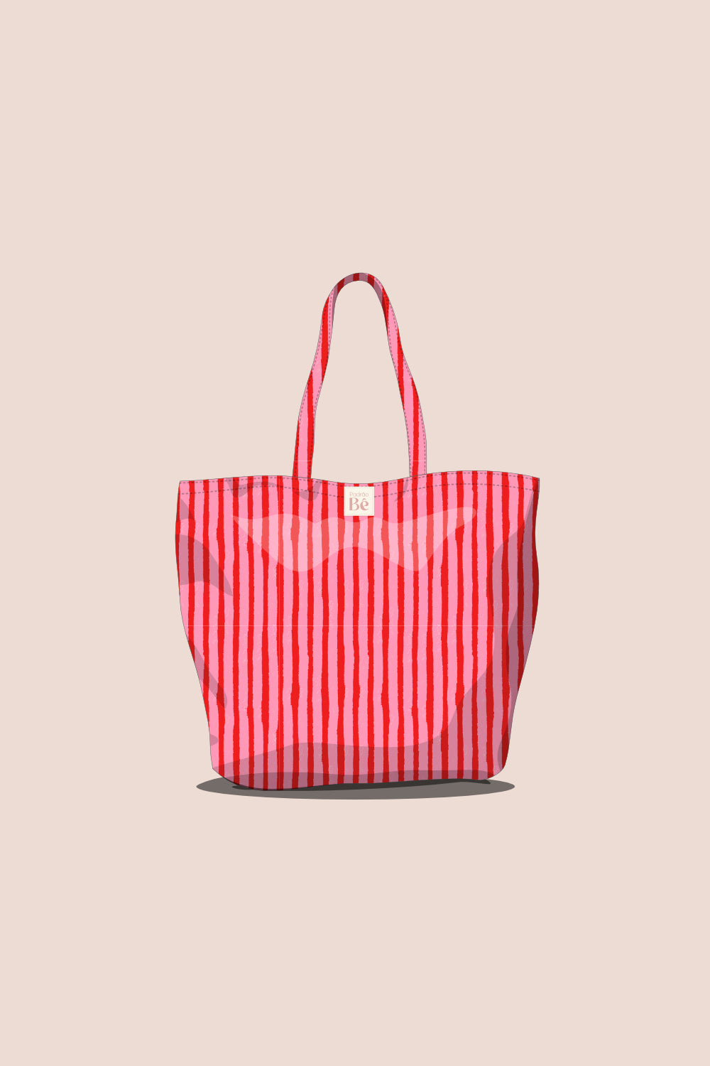 Tote Bag Riscas Vermelho e Rosa - P401