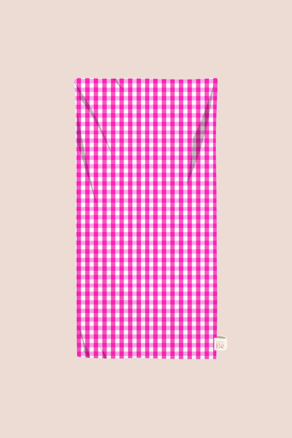 Toalha de Praia Vichy Rosa Forte Fundo Branco - P241