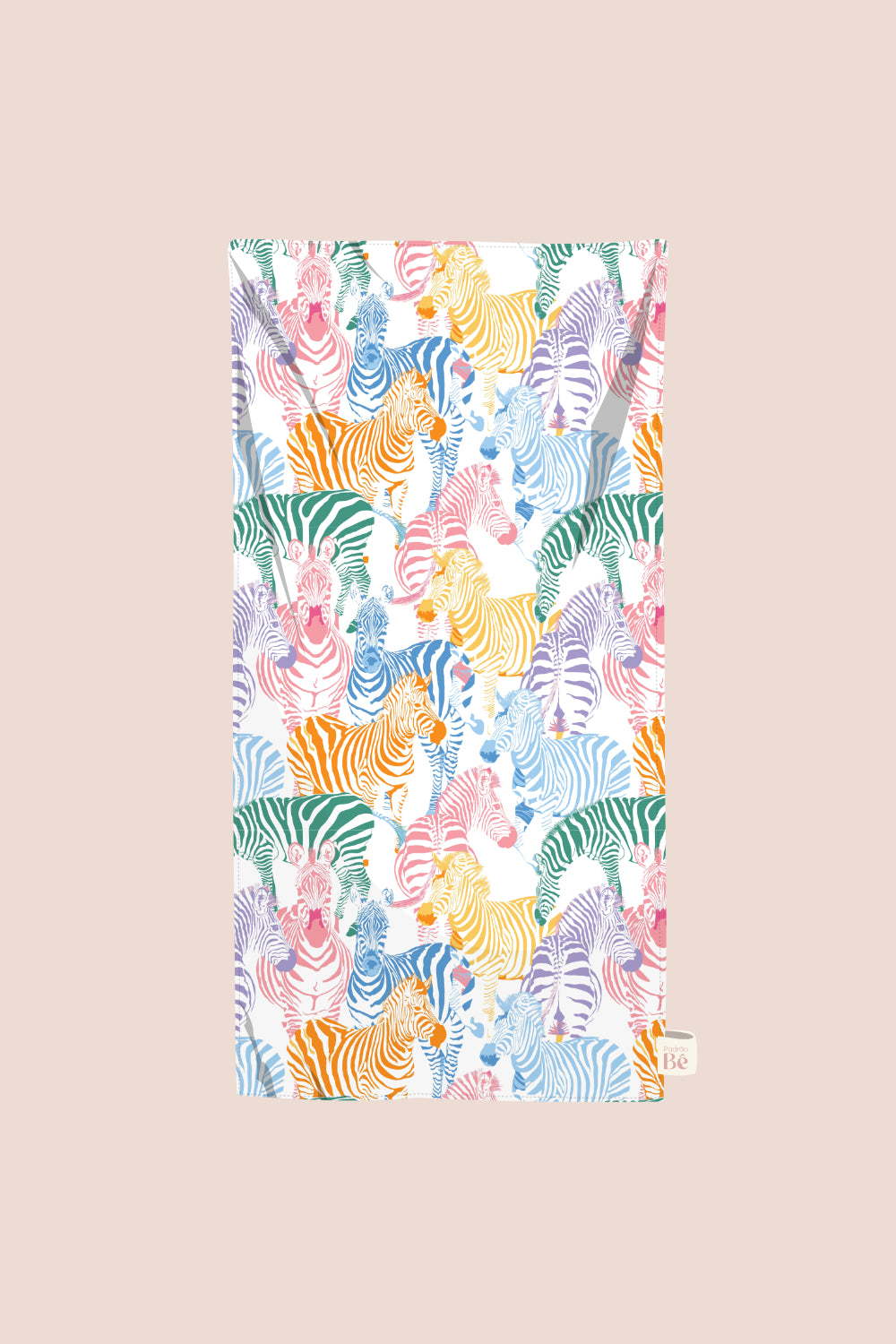 Toalha de Praia Zebras Coloridas Fundo Branco - P349