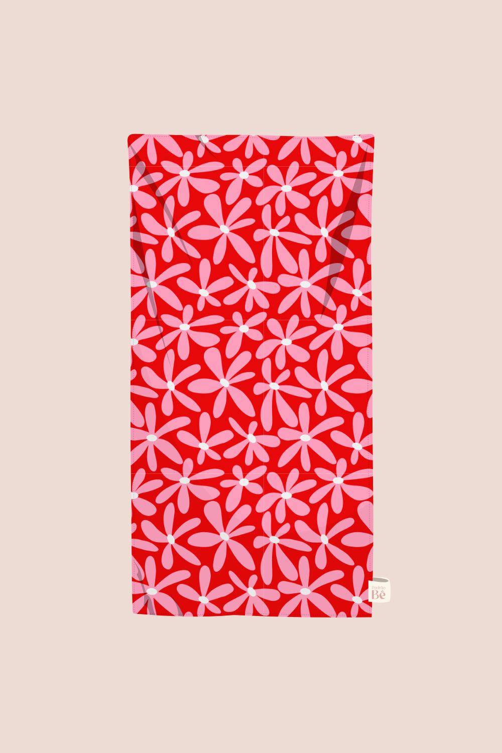Toalha de Praia Malmequeres Rosa Fundo Vermelho - P400