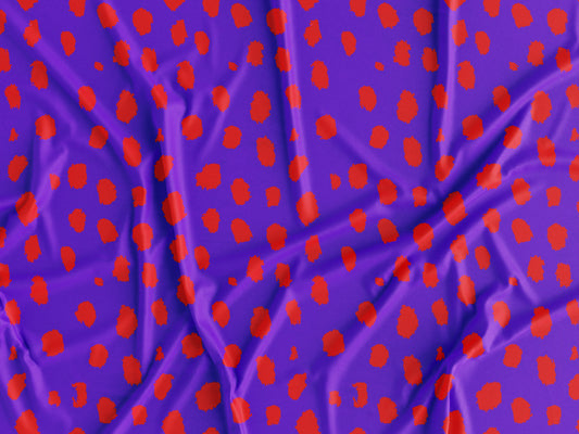 Tecido Manchas Vermelhas e Fundo Roxo - P464