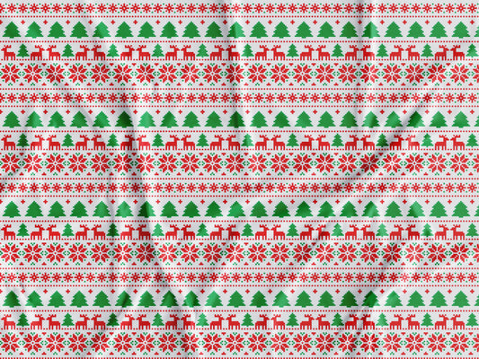 Tecido Natal Retro Pixelizado Fundo Branco- N6