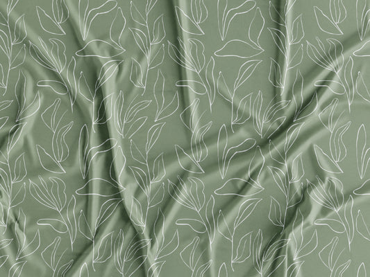 Tecido Folhagens Fundo Verde - P258