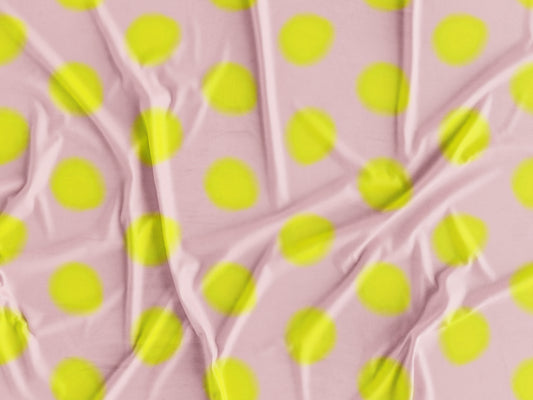 Tecido Bolas Amarelas Fundo Rosa - P434