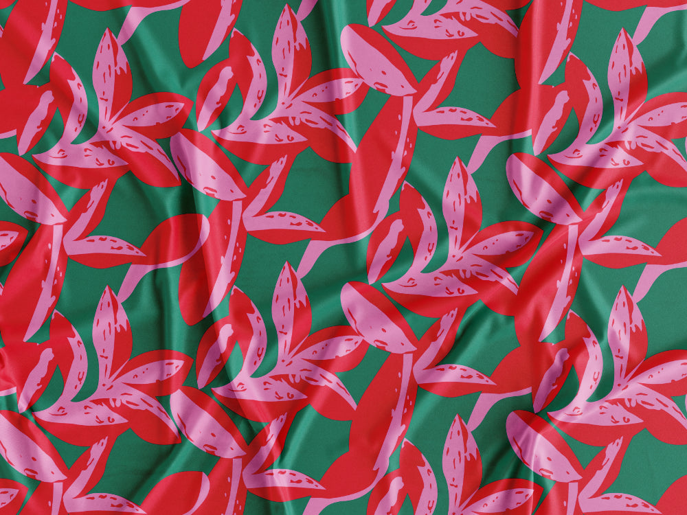 Tecido Folhagens Fundo Verde - P436