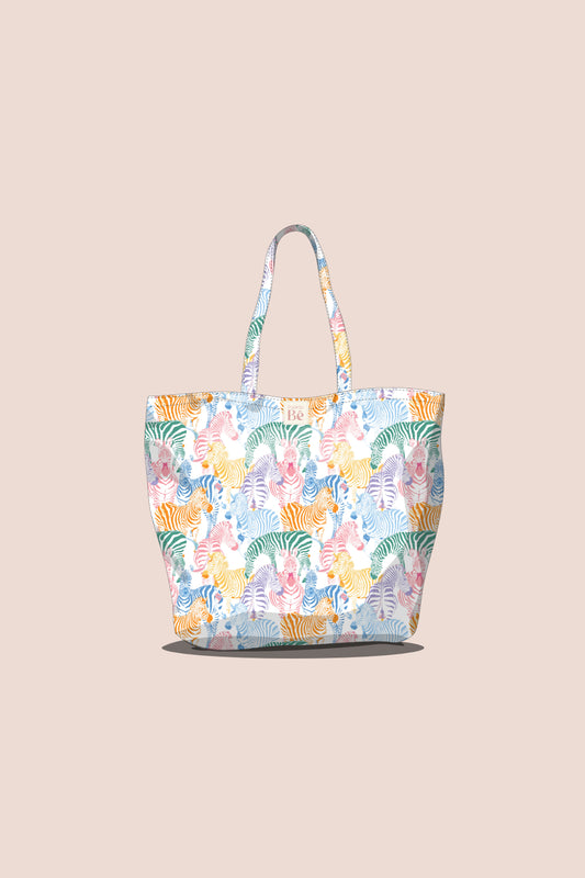 Tote Bag Zebras Coloridas Fundo Branco - P349